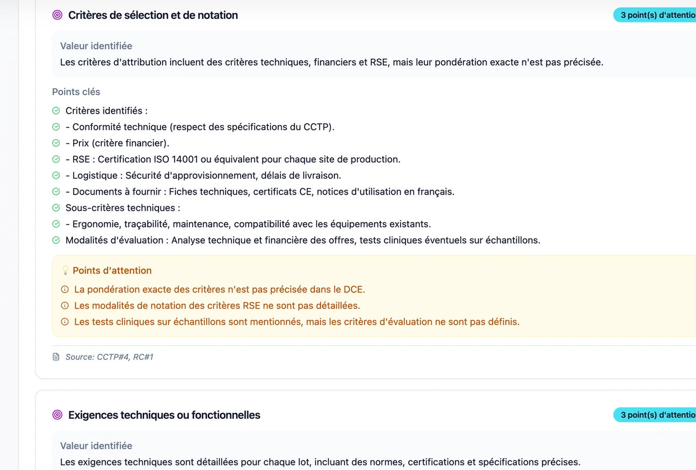 Synthèse automatique des critères de sélection et de notation du DCE